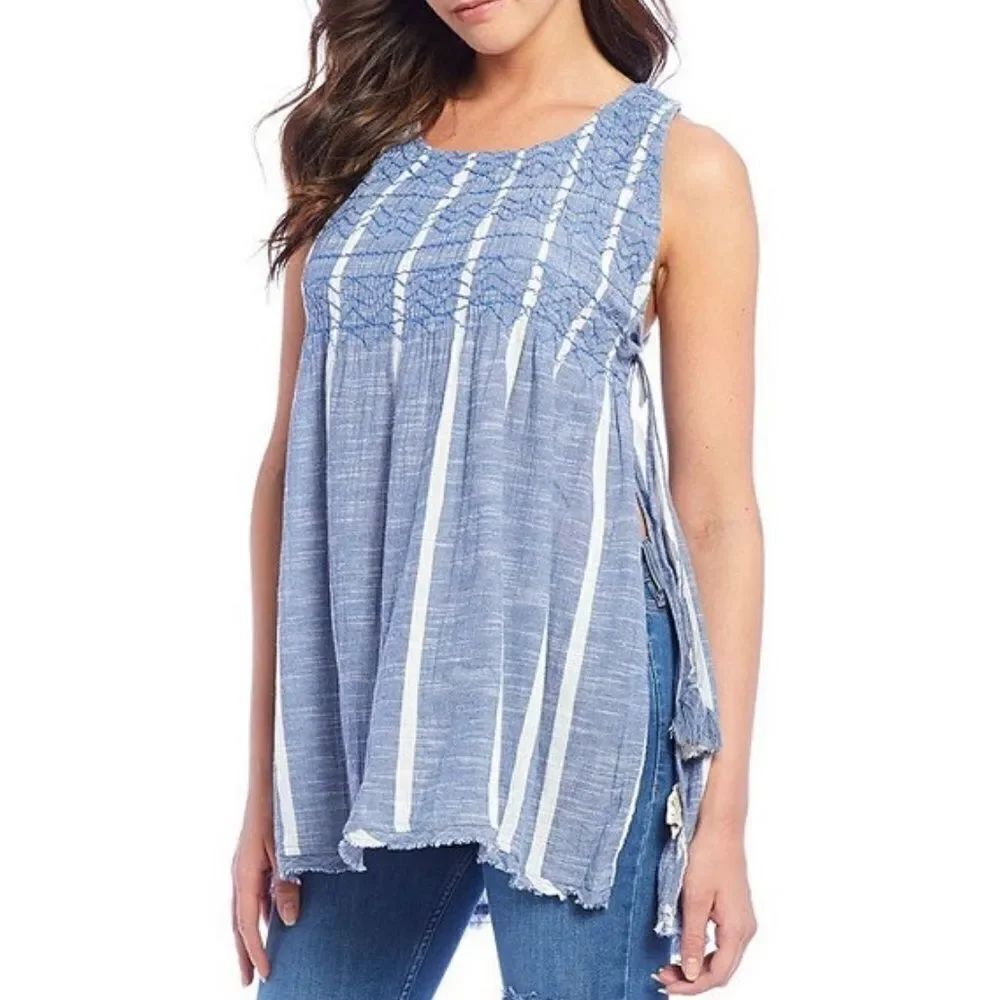 Free People Obi Posey chambray stripe smock top